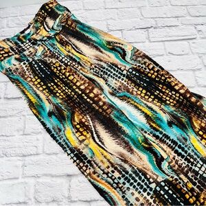 mark. Maxi Dress Medium Strapless Abstract Pattern Brown Blue Party